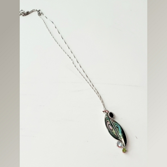 Abolone/Sterling Silver/Gem Stone Necklace - Picture 1 of 4